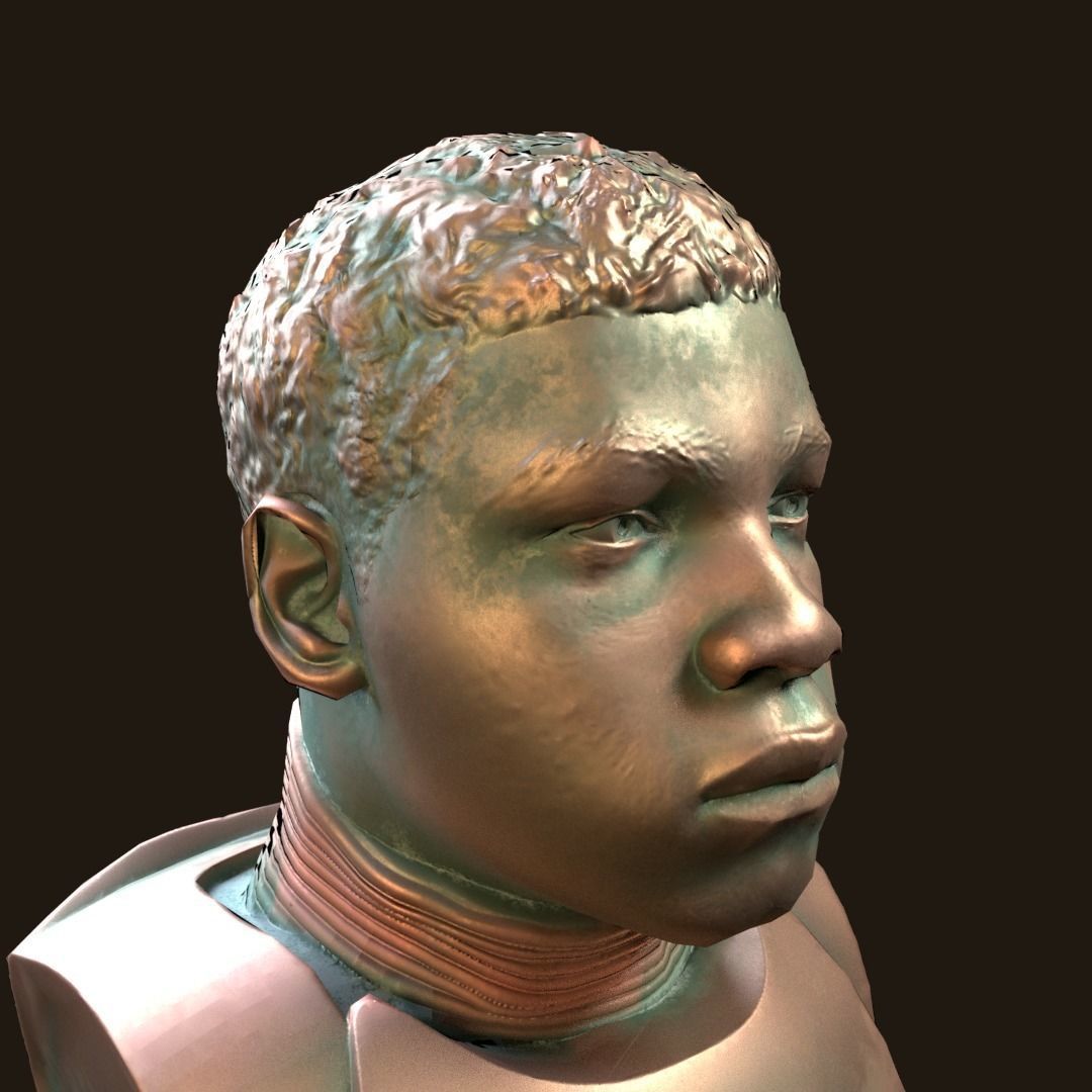 Finn - Star Wars bronze bust Low-poly 3D model_5