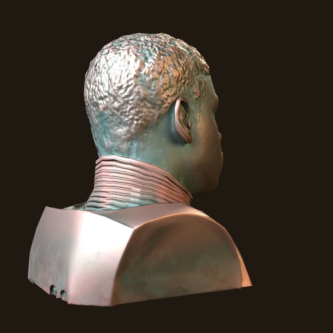 Finn - Star Wars bronze bust Low-poly 3D model_6
