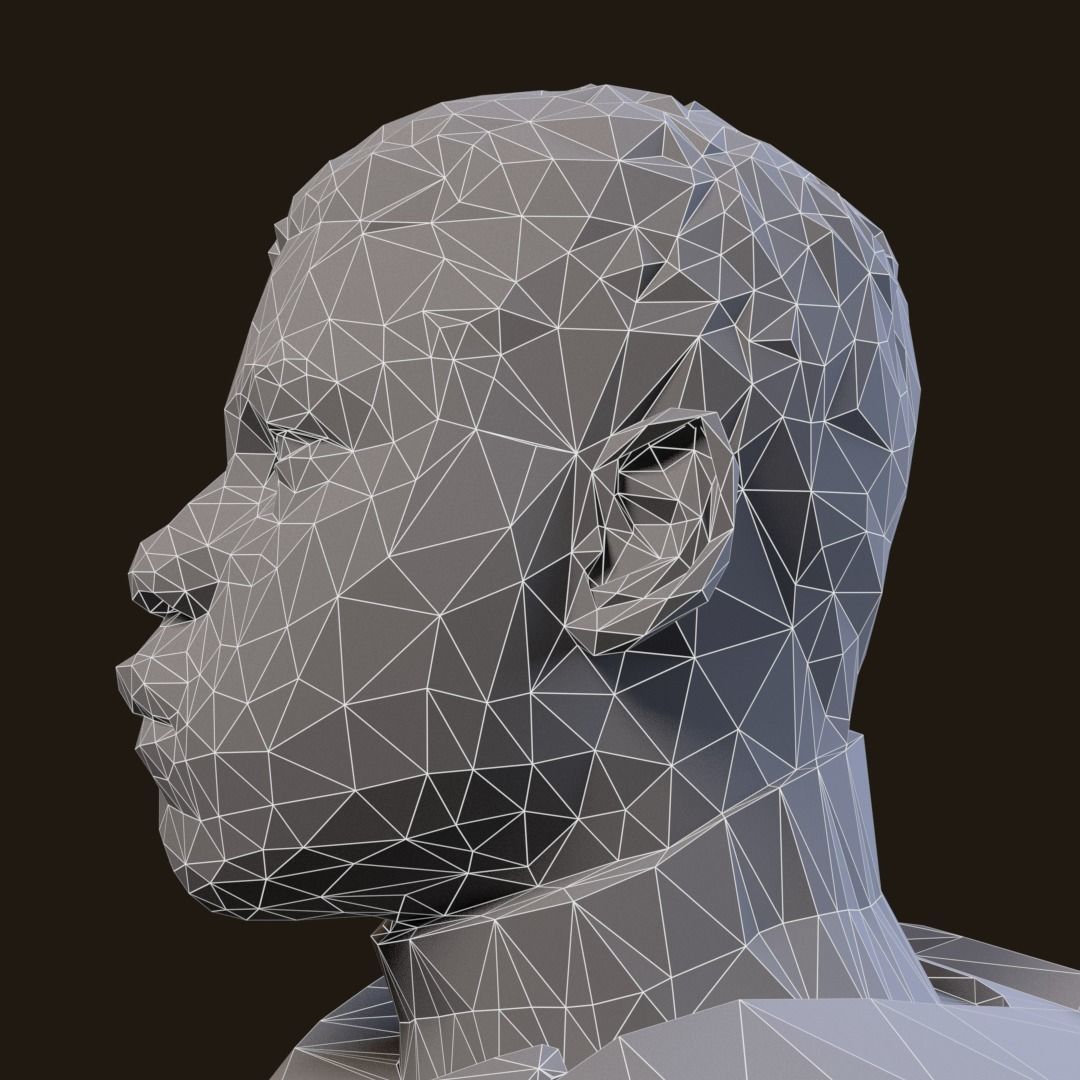 Finn - Star Wars bronze bust Low-poly 3D model_12