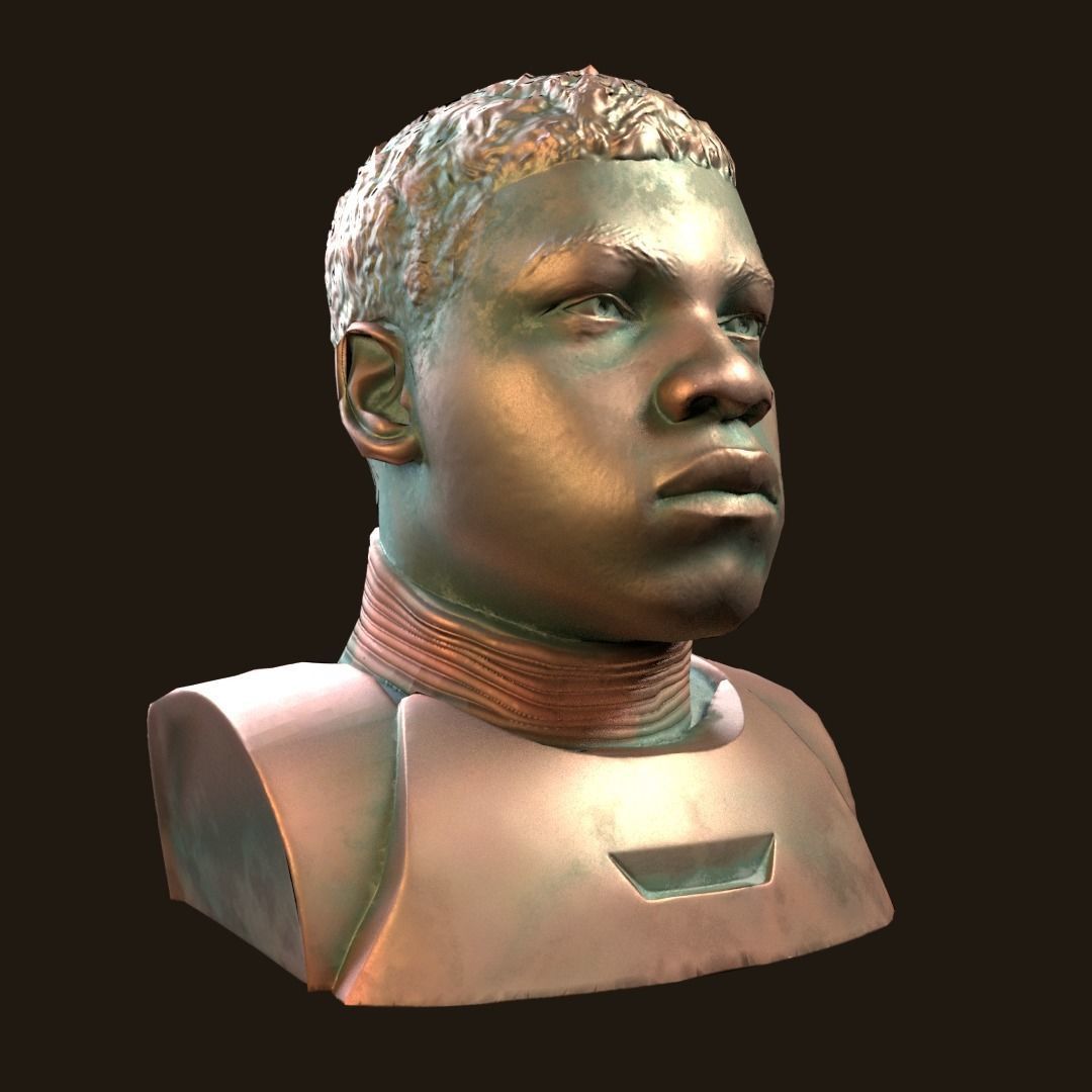Finn - Star Wars bronze bust Low-poly 3D model_2