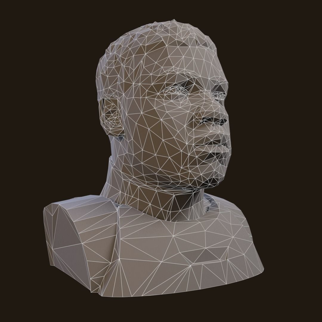Finn - Star Wars bronze bust Low-poly 3D model_10
