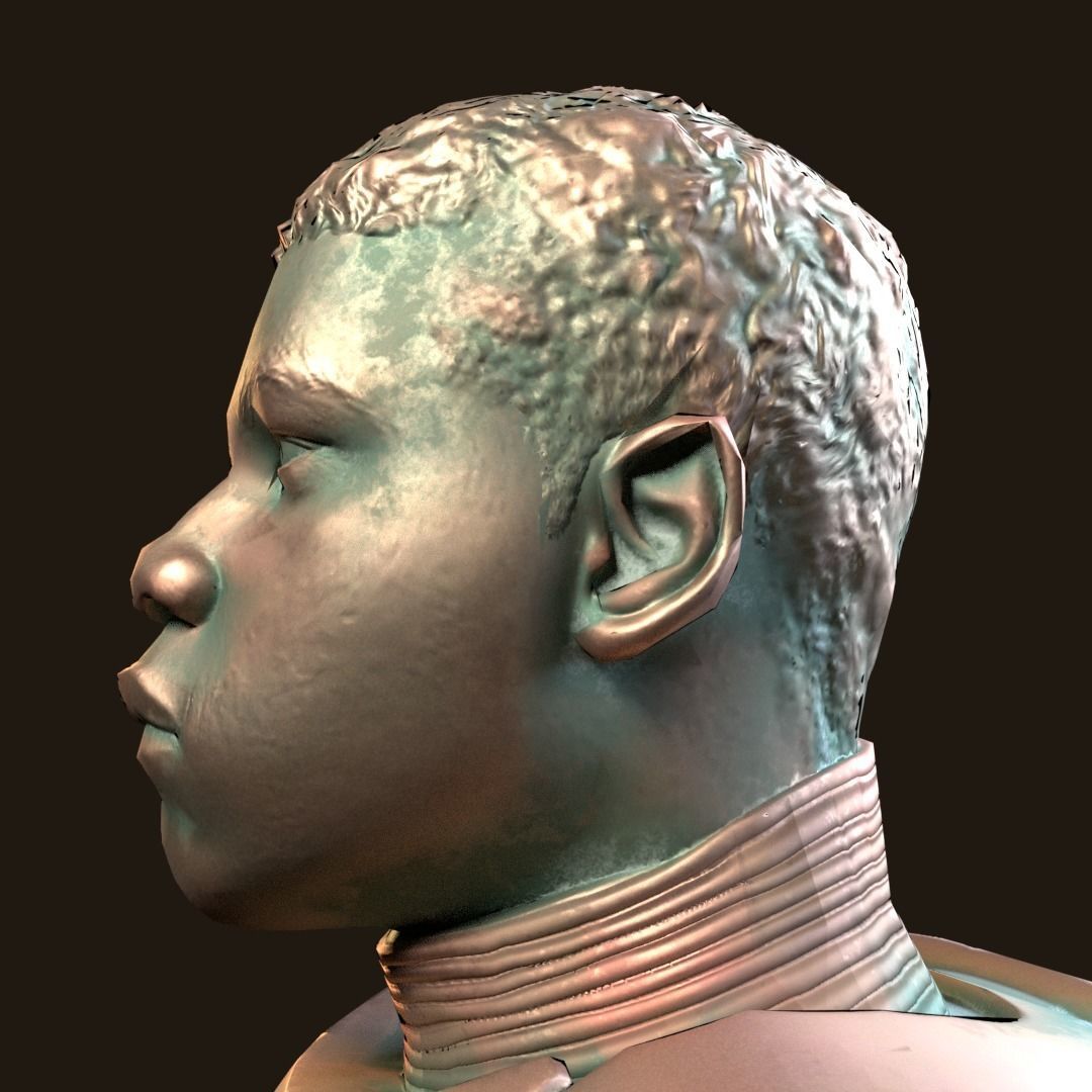 Finn - Star Wars bronze bust Low-poly 3D model_4