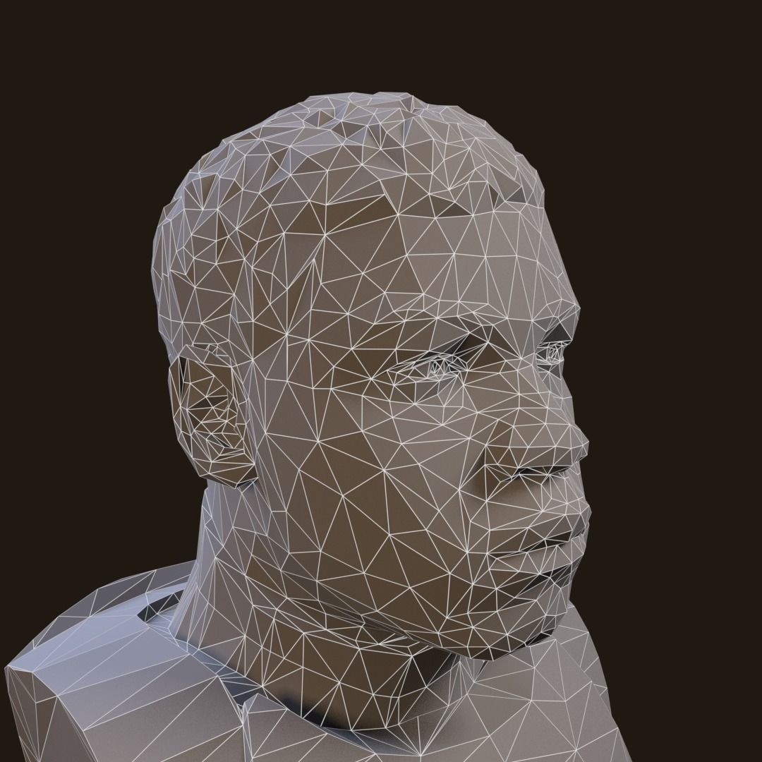 Finn - Star Wars bronze bust Low-poly 3D model_13