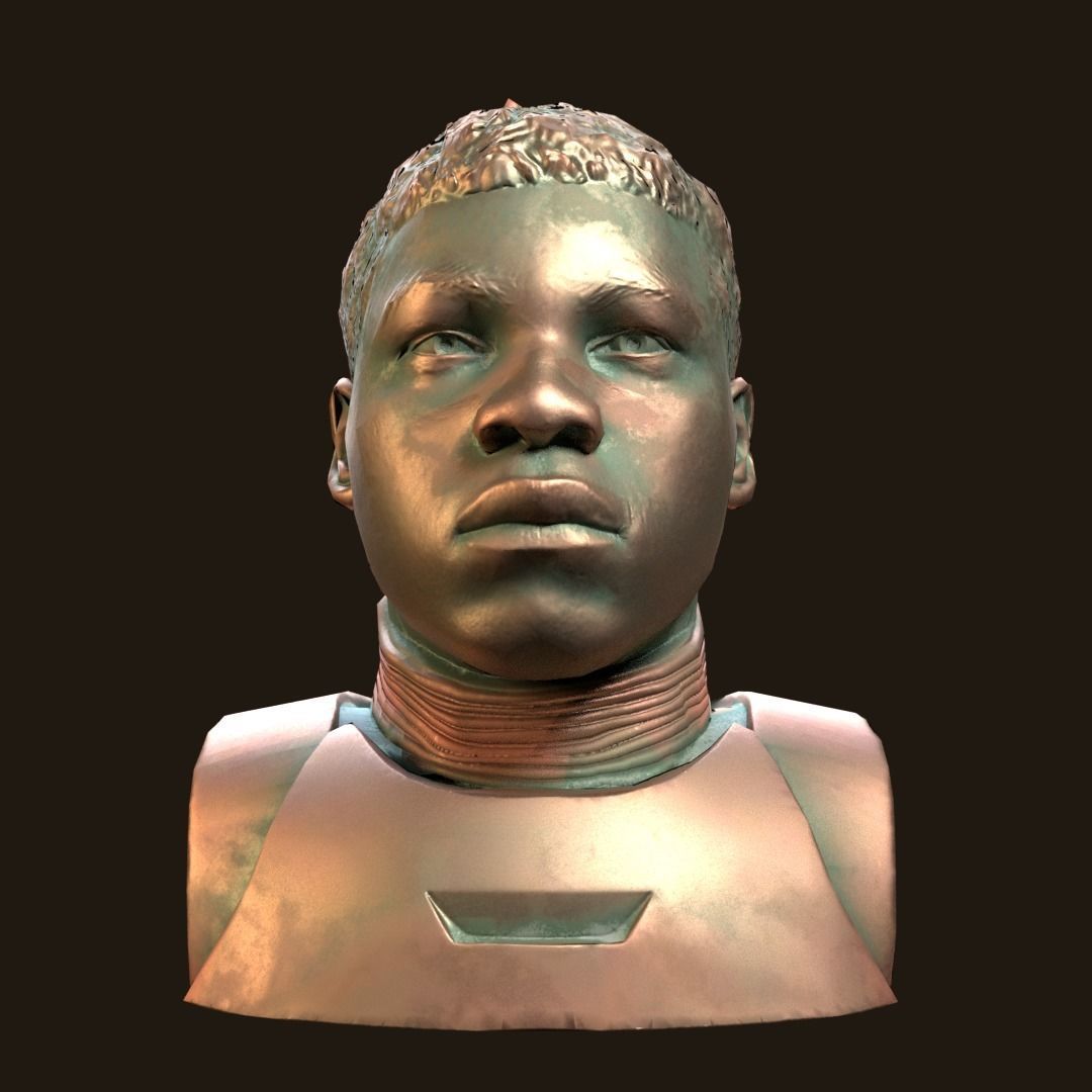 Finn - Star Wars bronze bust Low-poly 3D model_1