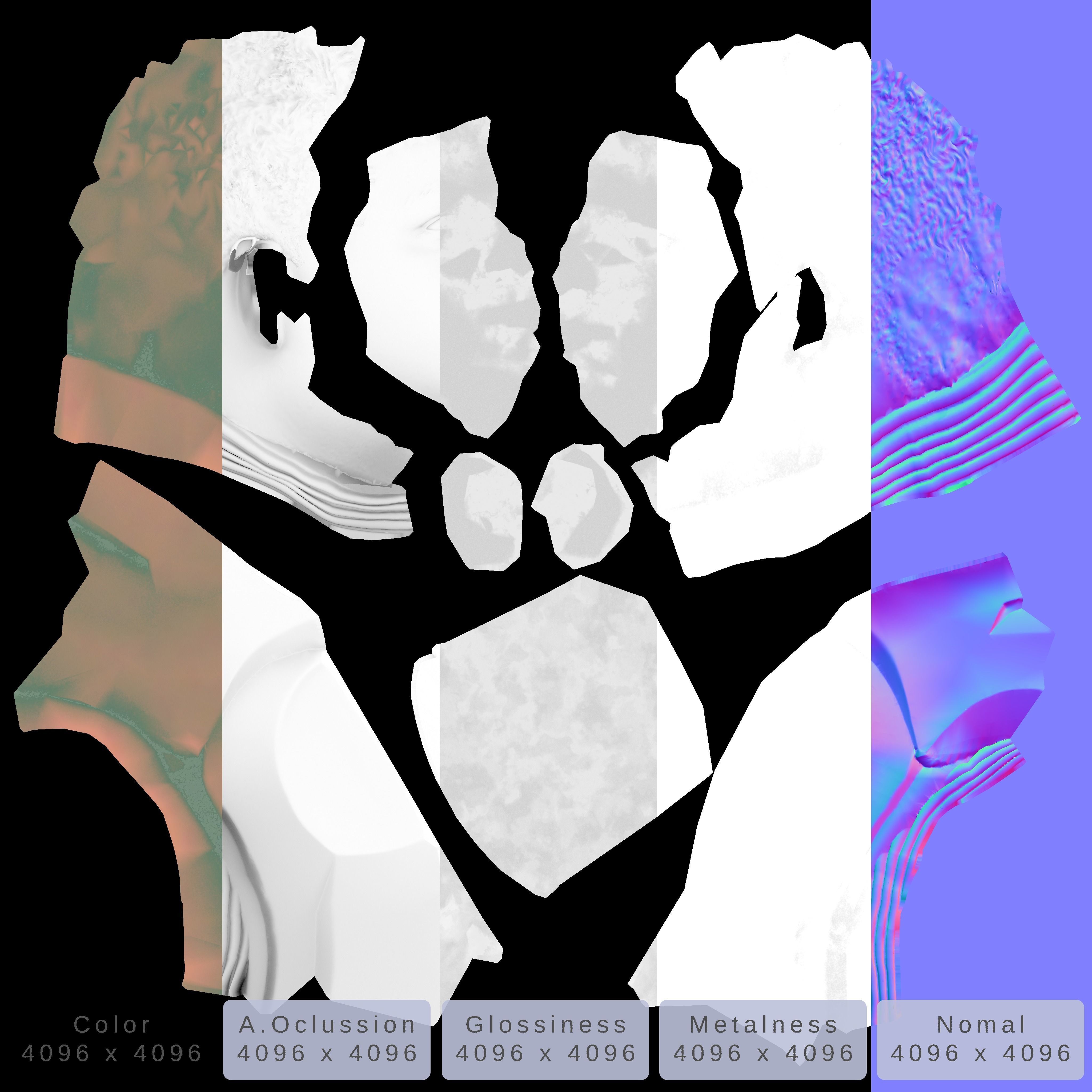 Finn - Star Wars bronze bust Low-poly 3D model_20