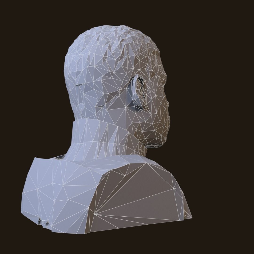 Finn - Star Wars bronze bust Low-poly 3D model_14