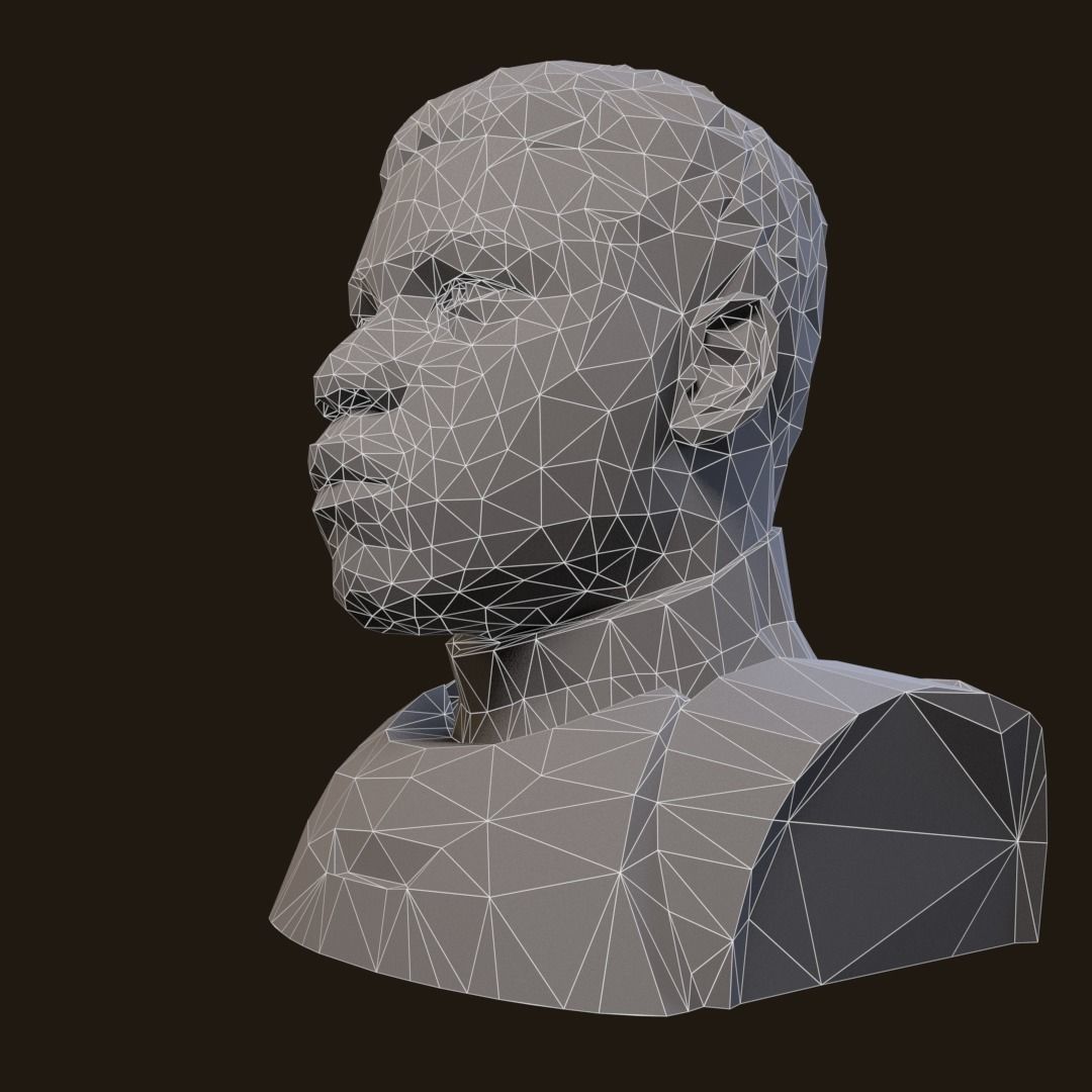 Finn - Star Wars bronze bust Low-poly 3D model_11