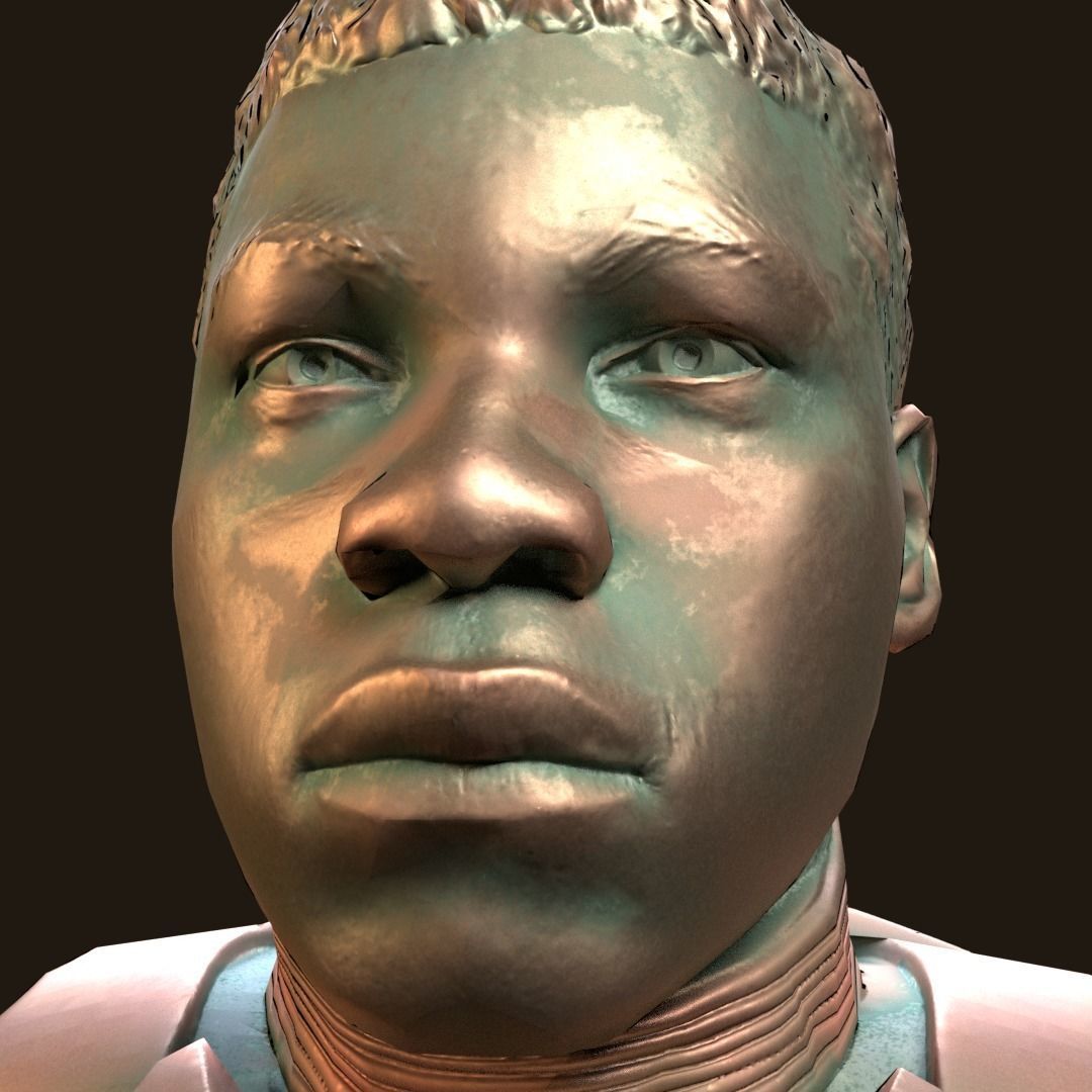 Finn - Star Wars bronze bust Low-poly 3D model_8