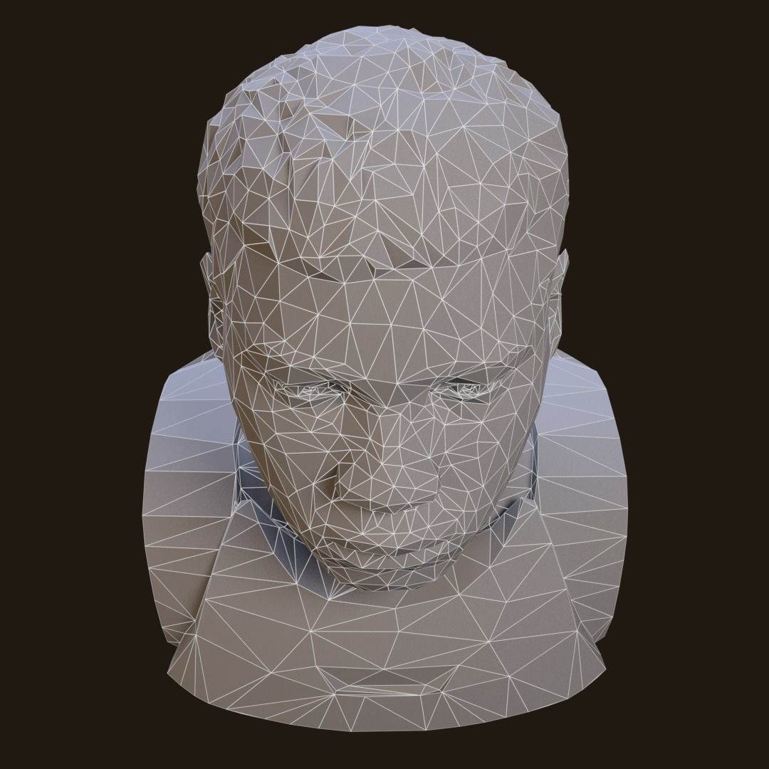 Finn - Star Wars bronze bust Low-poly 3D model_15