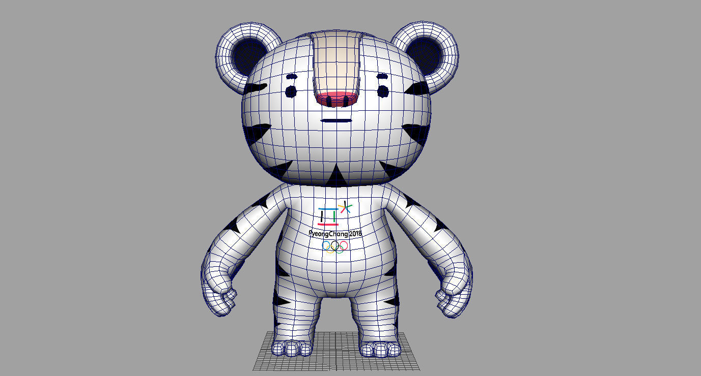 Pyeongchang olympic game 2018 mascot Soohorang character model Free 3D model_3
