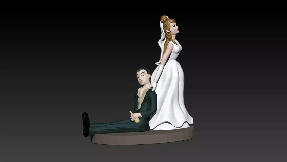 Marriage bride and groom figurine 3D print model_0