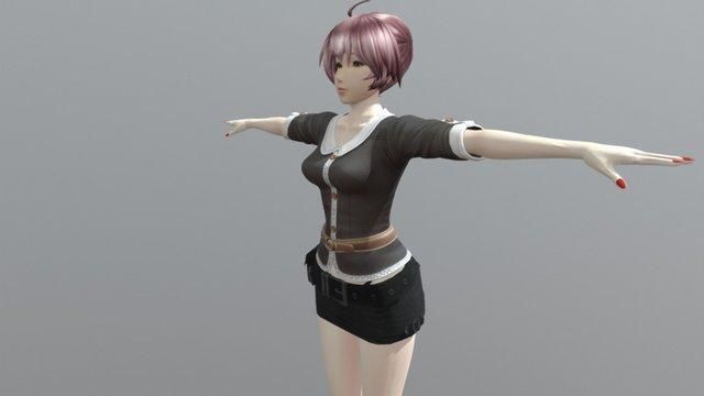 Racheal School Girl - Rigged Anime Character Low-poly 3D model_9
