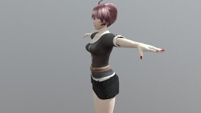 Racheal School Girl - Rigged Anime Character Low-poly 3D model_10