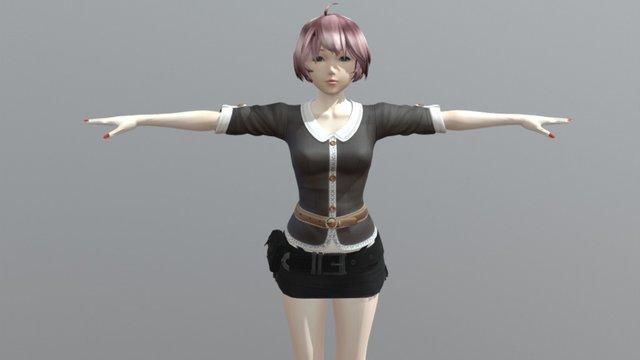Racheal School Girl - Rigged Anime Character Low-poly 3D model_7