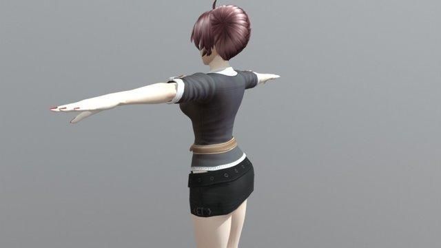 Racheal School Girl - Rigged Anime Character Low-poly 3D model_12