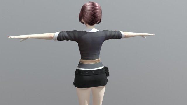 Racheal School Girl - Rigged Anime Character Low-poly 3D model_14