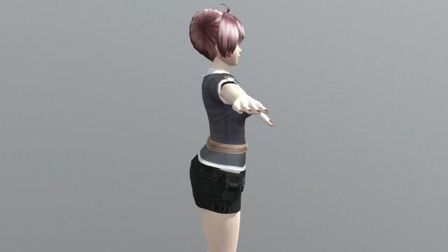 Racheal School Girl - Rigged Anime Character Low-poly 3D model_2