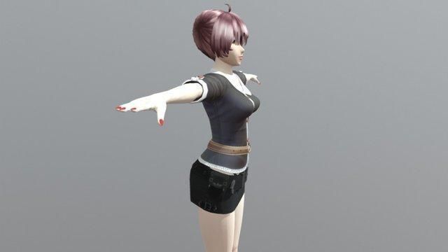 Racheal School Girl - Rigged Anime Character Low-poly 3D model_6
