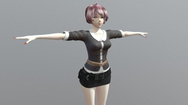 Racheal School Girl - Rigged Anime Character Low-poly 3D model_3