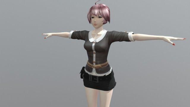 Racheal School Girl - Rigged Anime Character Low-poly 3D model_8