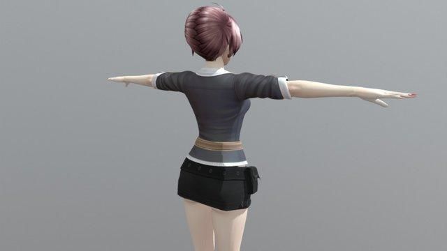 Racheal School Girl - Rigged Anime Character Low-poly 3D model_1