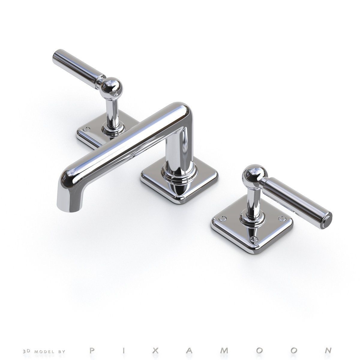 Waterworks Ludlow Faucet with Lever Handles 3D model_3