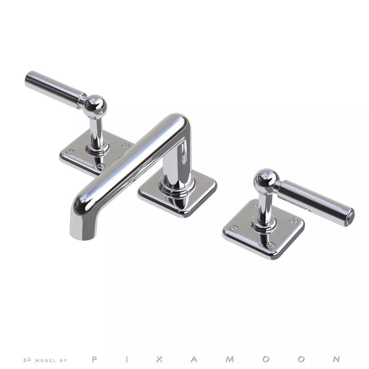 Waterworks Ludlow Faucet with Lever Handles 3D model_0