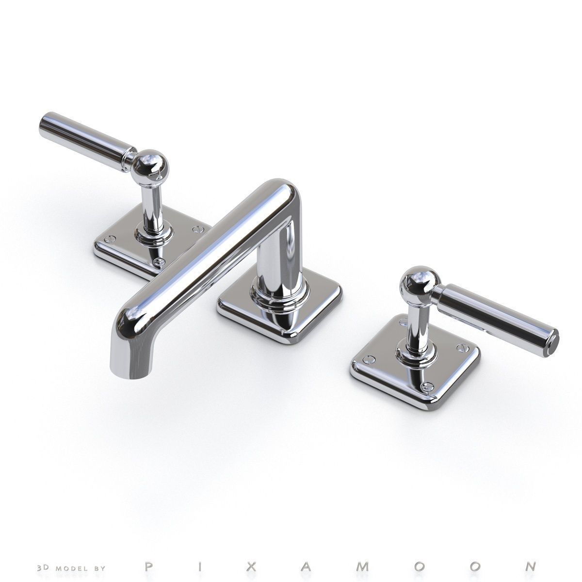 Waterworks Ludlow Faucet with Lever Handles 3D model_2