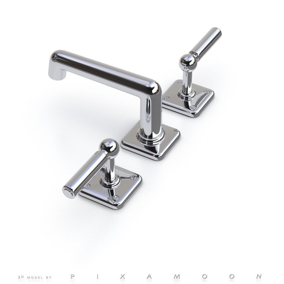 Waterworks Ludlow Faucet with Lever Handles 3D model_4