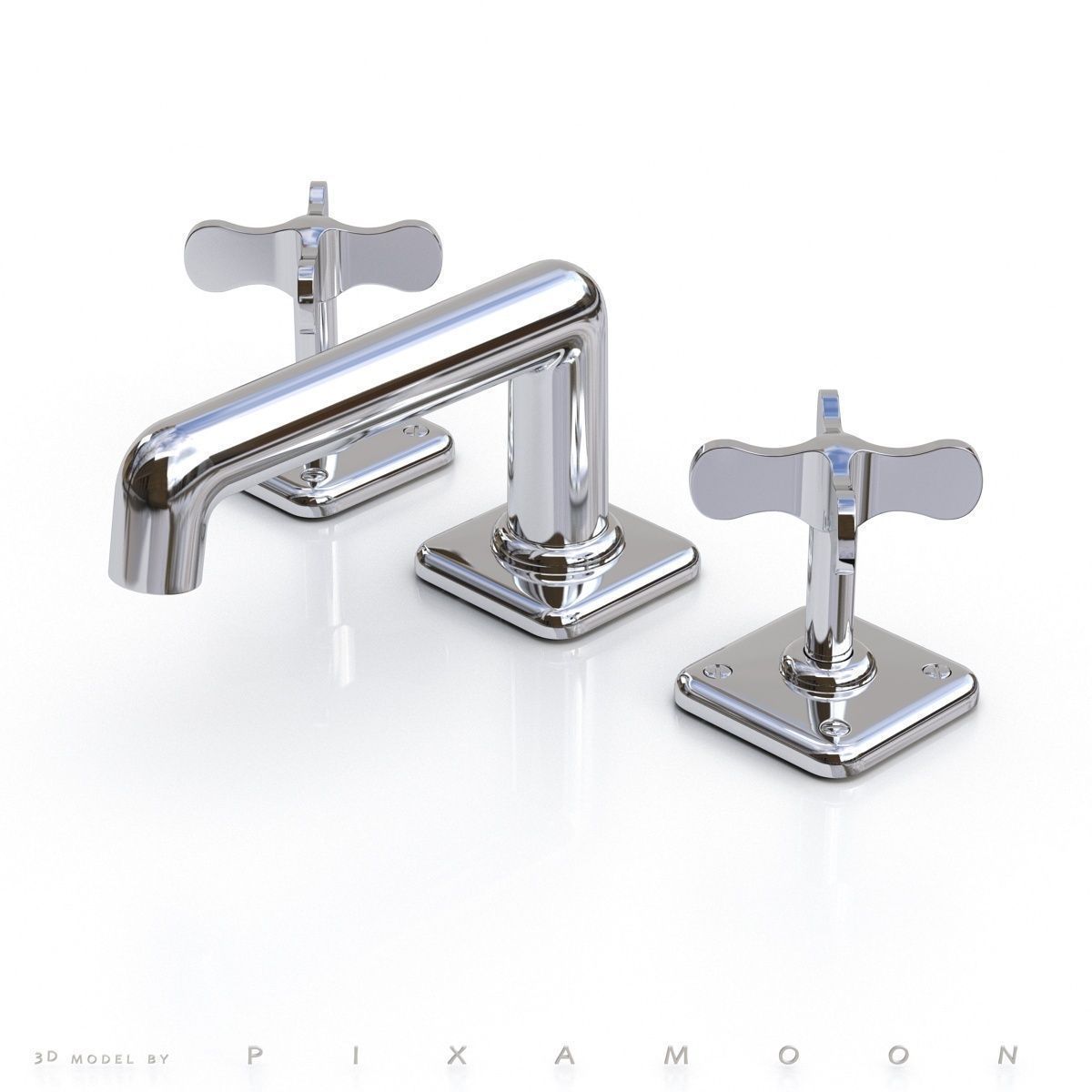 Waterworks Ludlow Faucet with Cross 3D model_3