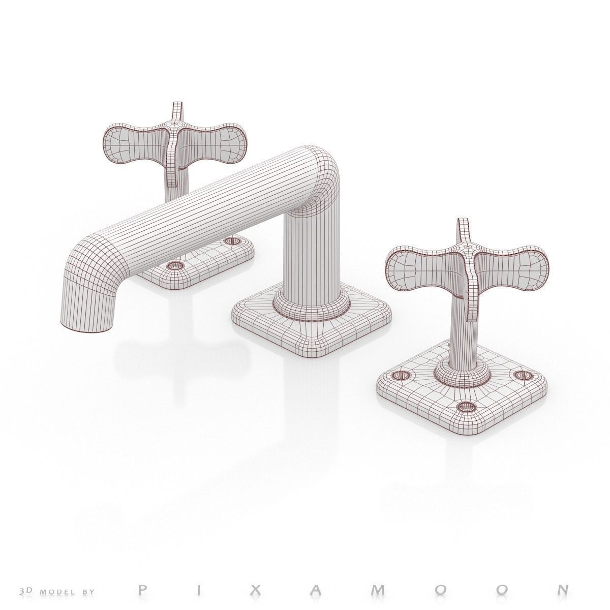 Waterworks Ludlow Faucet with Cross 3D model_6