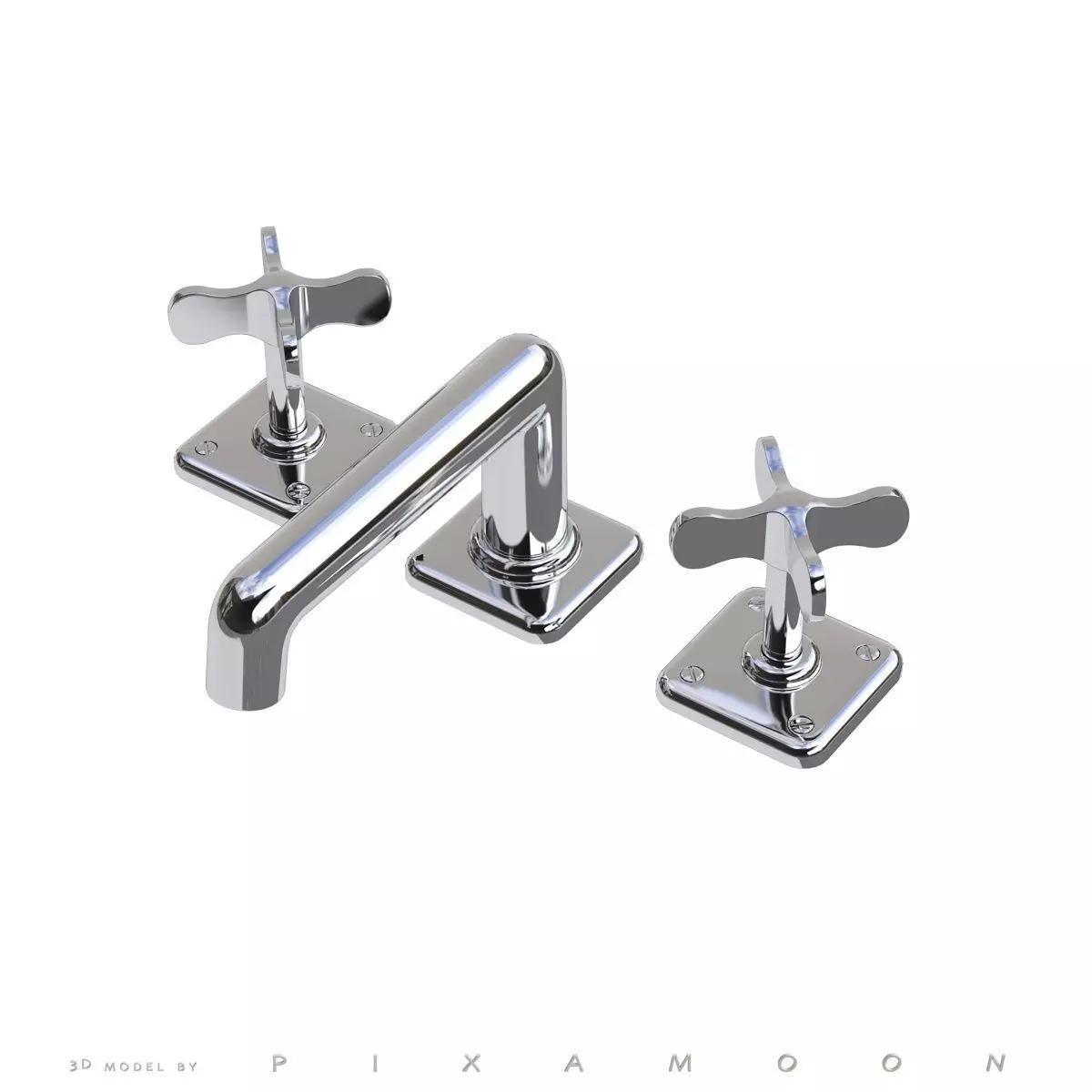 Waterworks Ludlow Faucet with Cross 3D model_0