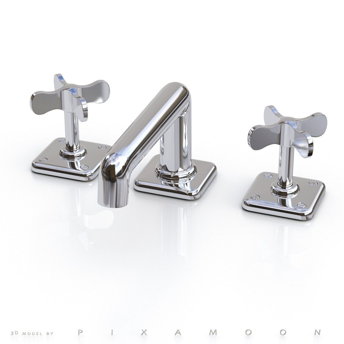 Waterworks Ludlow Faucet with Cross 3D model_2