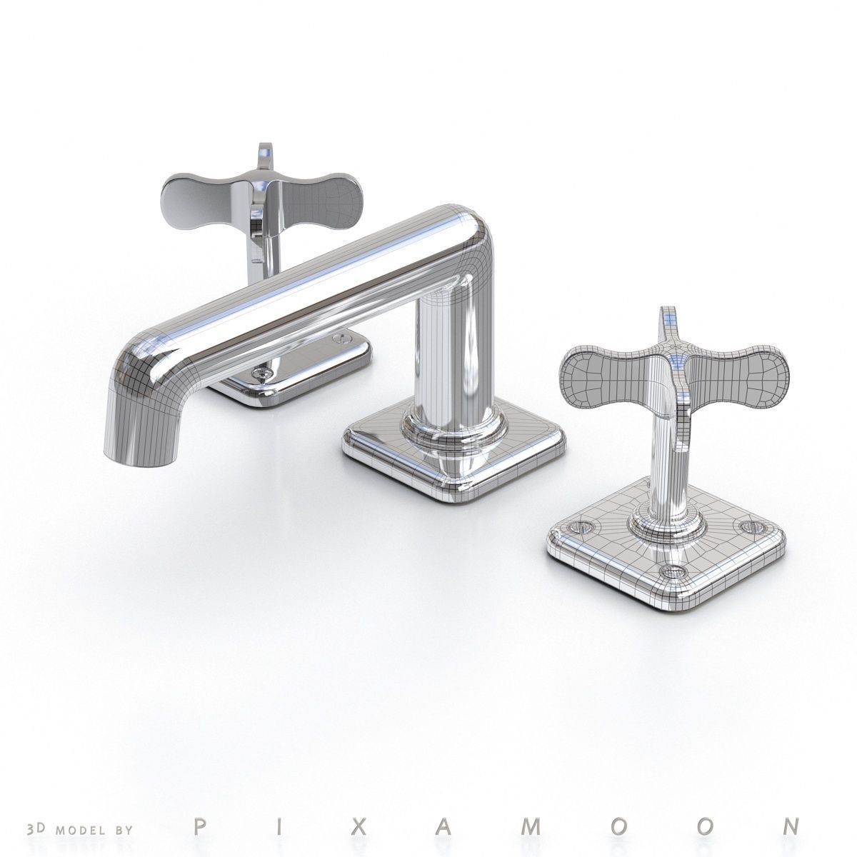 Waterworks Ludlow Faucet with Cross 3D model_5