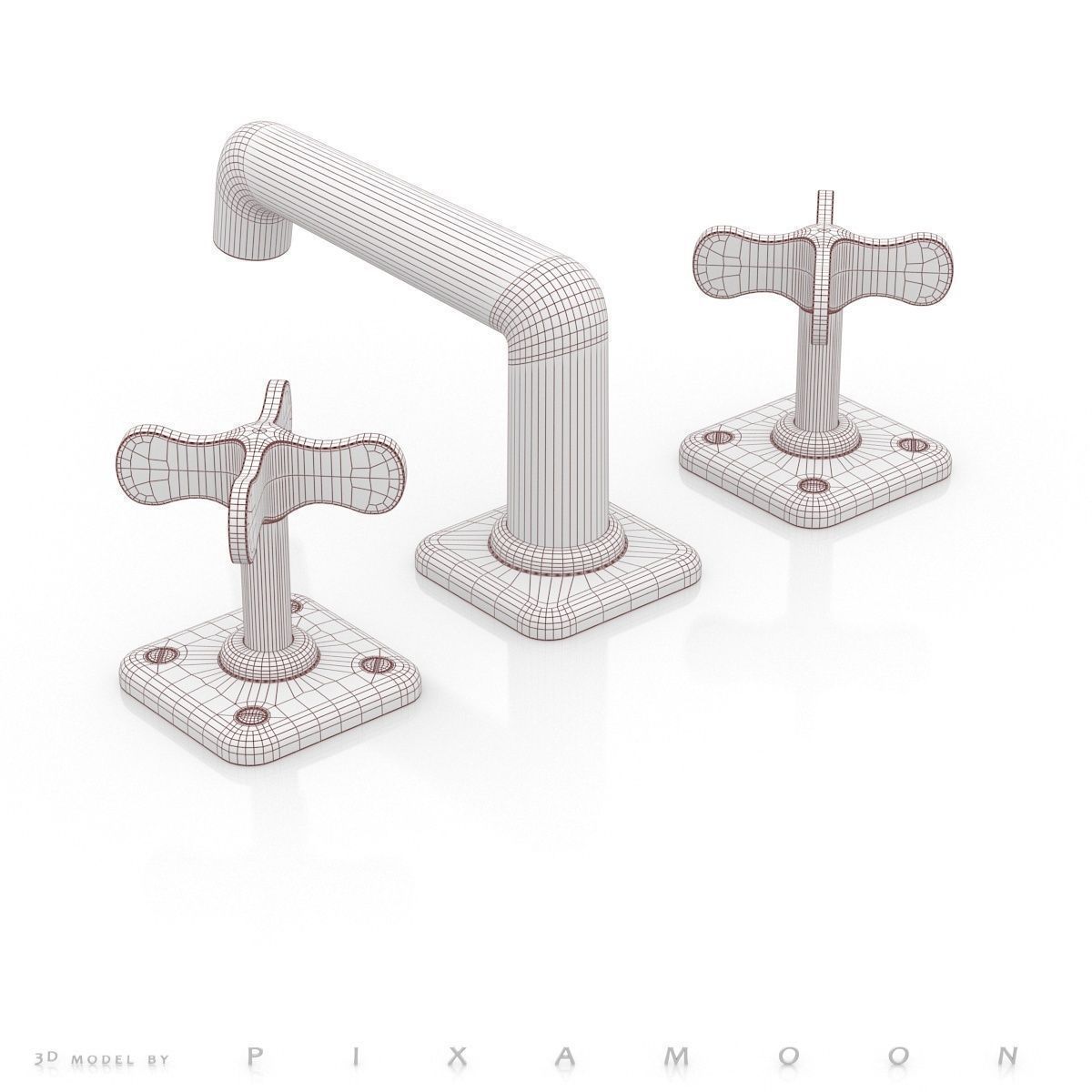 Waterworks Ludlow Faucet with Cross 3D model_7