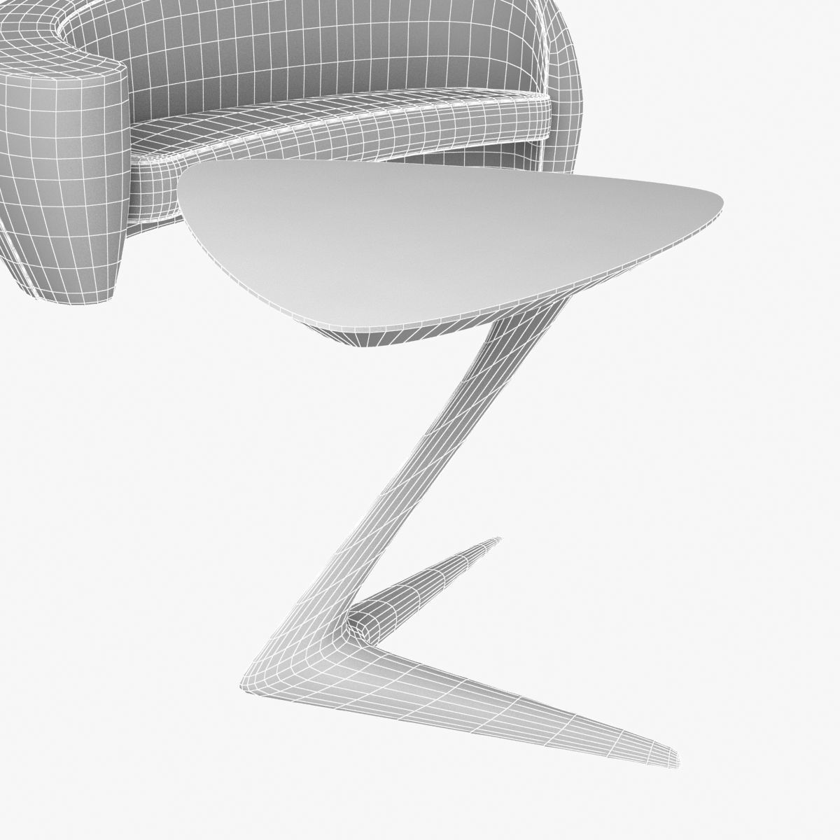 holly hunt vladimir kagan sofa and tables 3D model_11