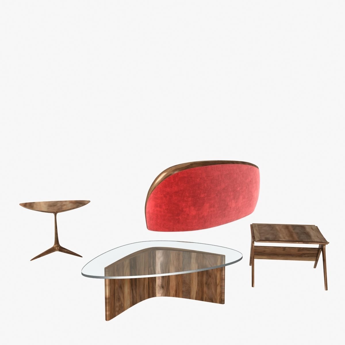 holly hunt vladimir kagan sofa and tables 3D model_2