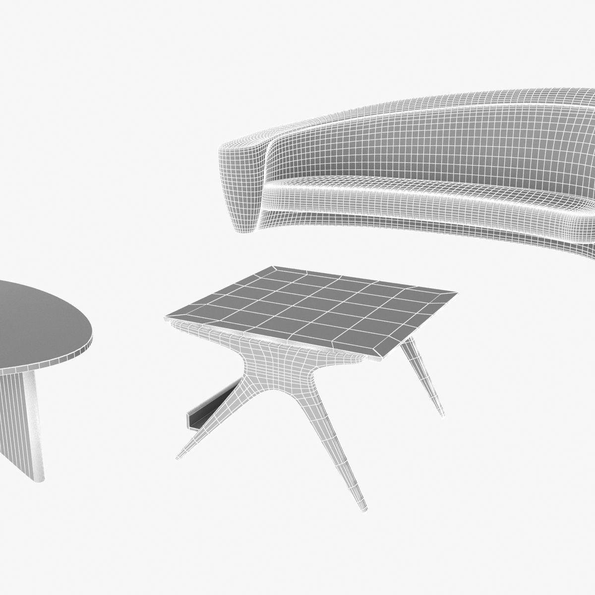 holly hunt vladimir kagan sofa and tables 3D model_12