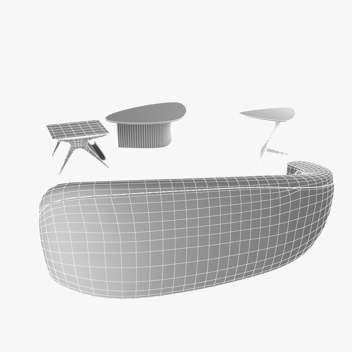 holly hunt vladimir kagan sofa and tables 3D model_14
