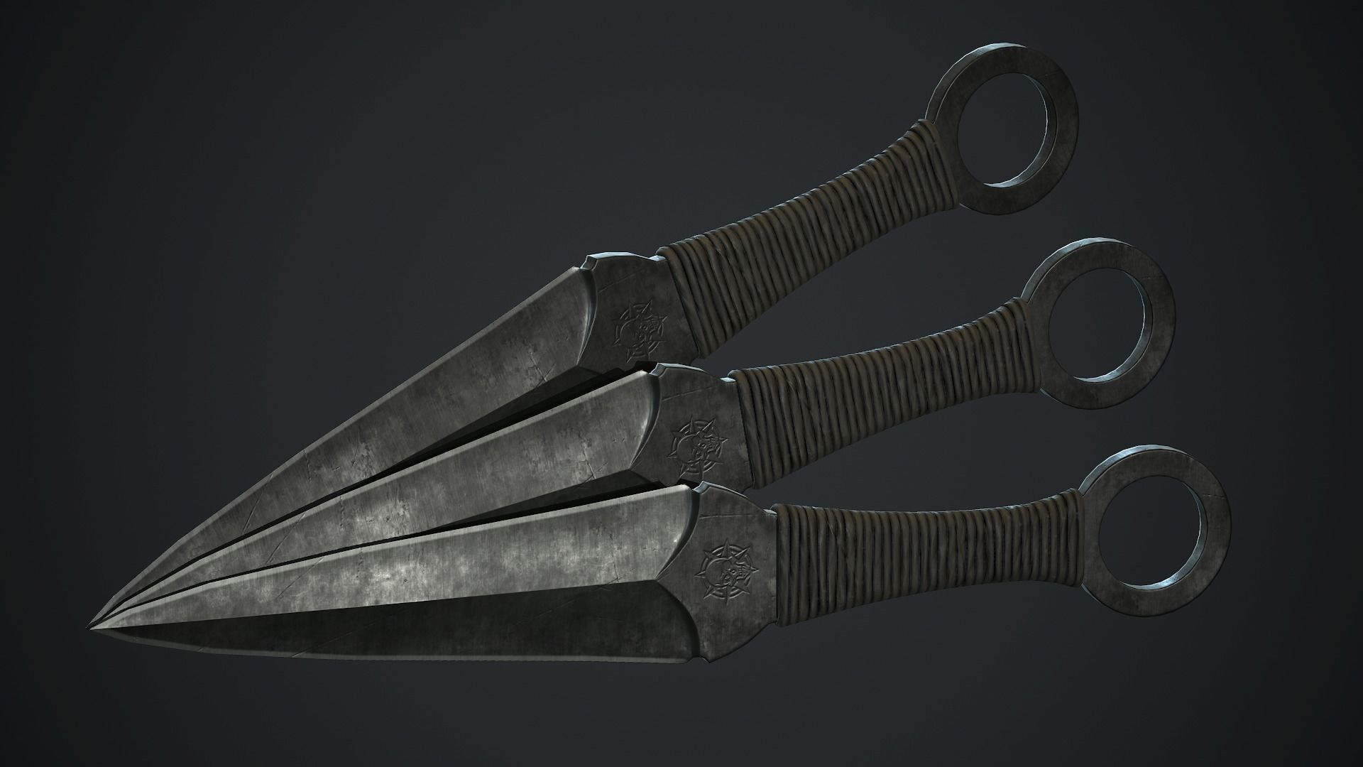 Throwing Knife PBR Game Ready Low-poly 3D model_1