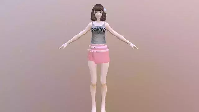 Janet - Rigged Anime Character  Low-poly 3D model