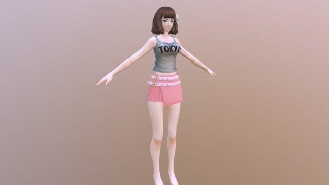 Janet - Rigged Anime Character  Low-poly 3D model_5