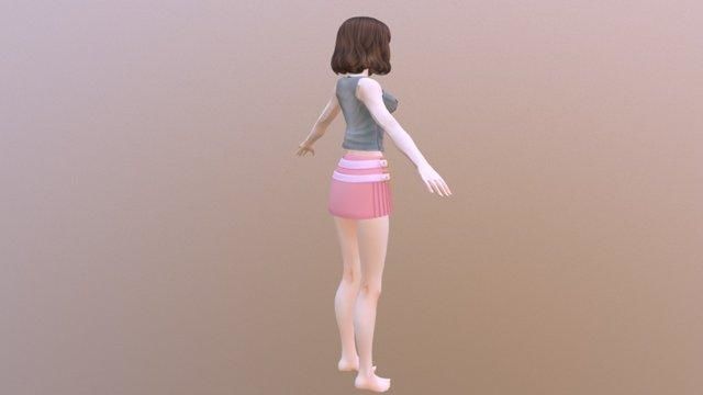 Janet - Rigged Anime Character  Low-poly 3D model_1