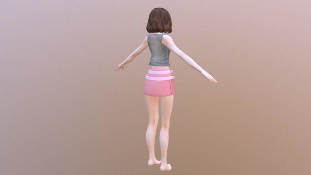 Janet - Rigged Anime Character  Low-poly 3D model_13
