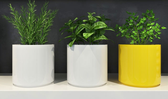 Kitchen set two pig planters 3D model_4