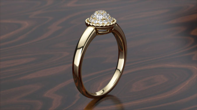 Half sphere engagement ring 3D print model