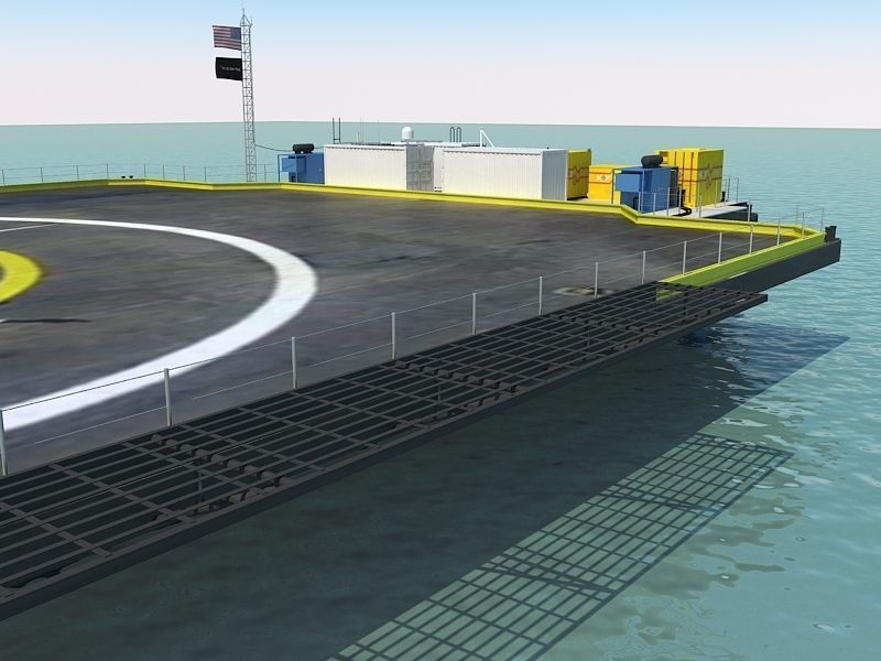 Barge floating platform 3D model_5