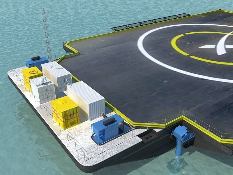 Barge floating platform 3D model_8