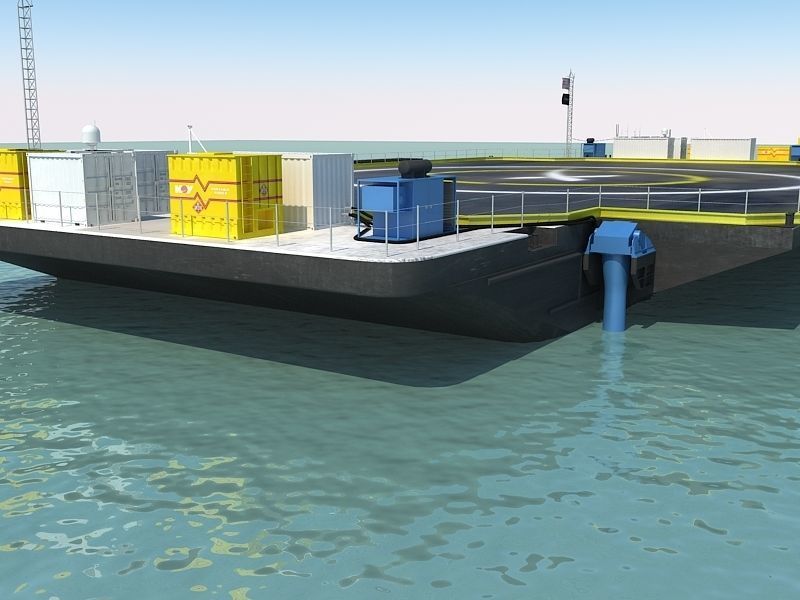 Barge floating platform 3D model_2