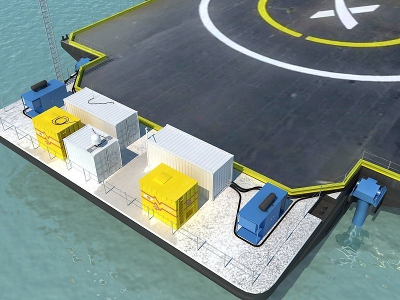 Barge floating platform 3D model_3